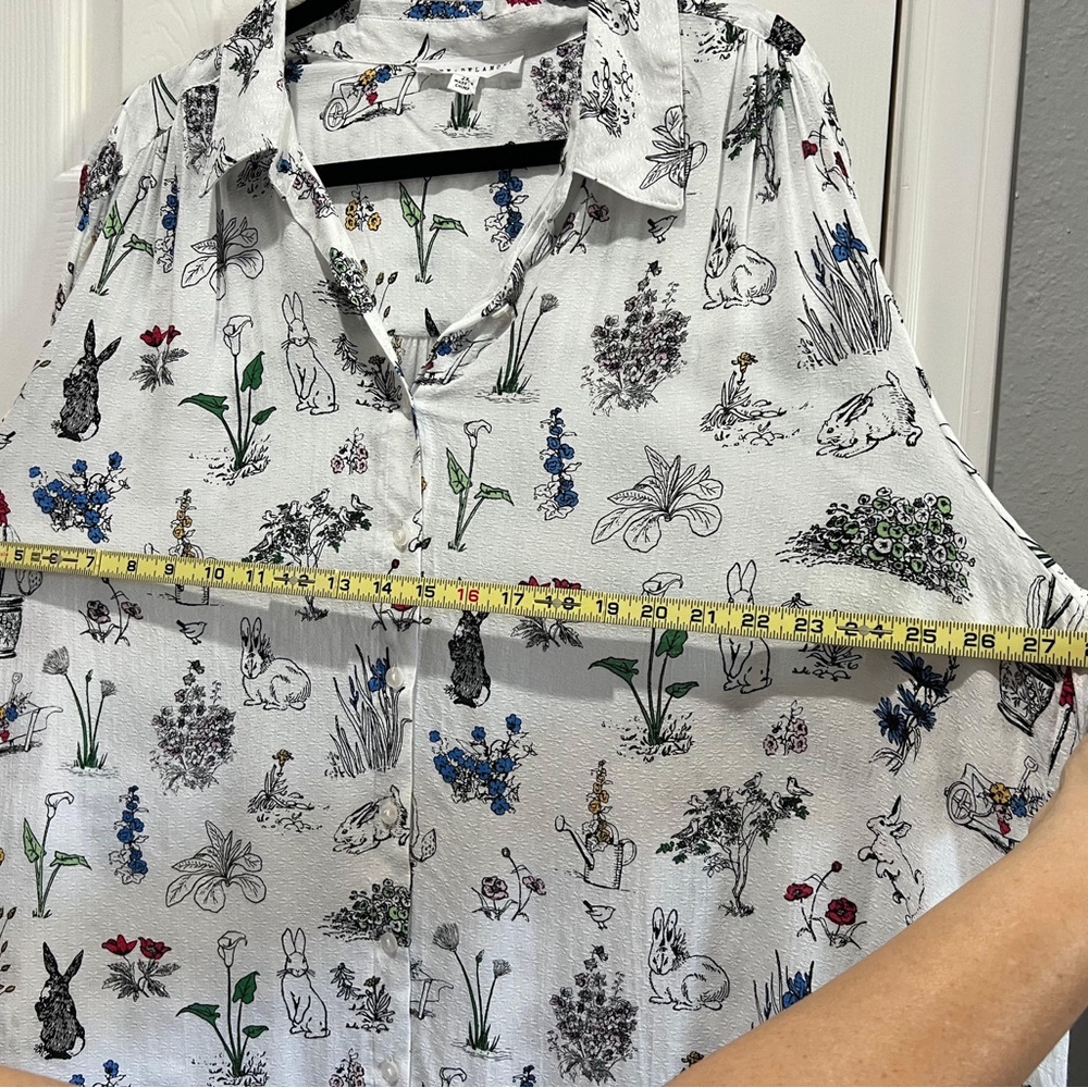 Jane & Delancey Bunny Print Blouse 2X Cottagecore Easter Spring Teacher Top - Picture 8 of 9